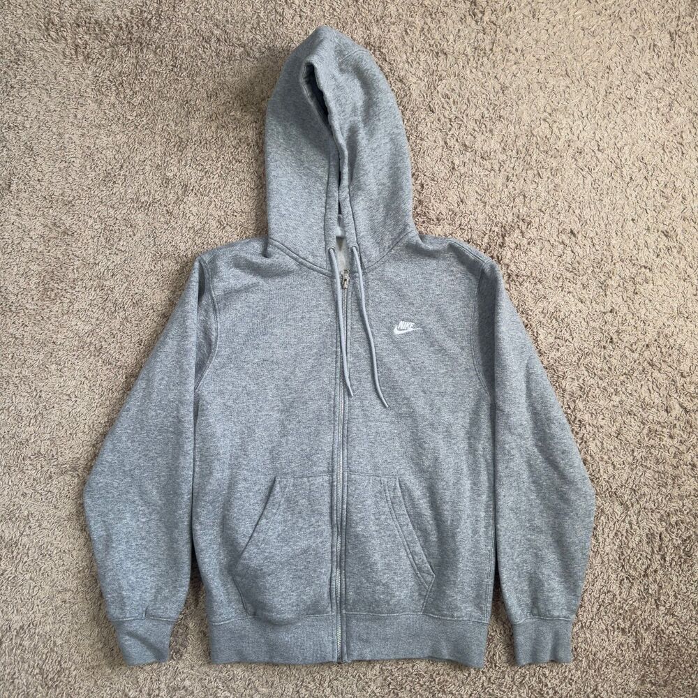 Men's Small Nike Sportswear Grey Club Fleece Full-Zip Hoodie (FN3861-063)